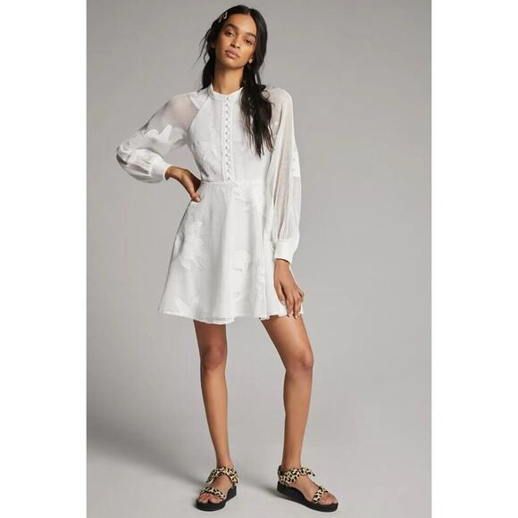 Anthropologie Mare Mare Sabine Embroidered Mini Dress Sz XS White - Picture 9 of 9